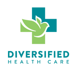 A green and blue logo with a bird on it.